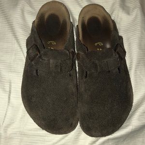 Dark brown leather Birkenstock Boston clog.